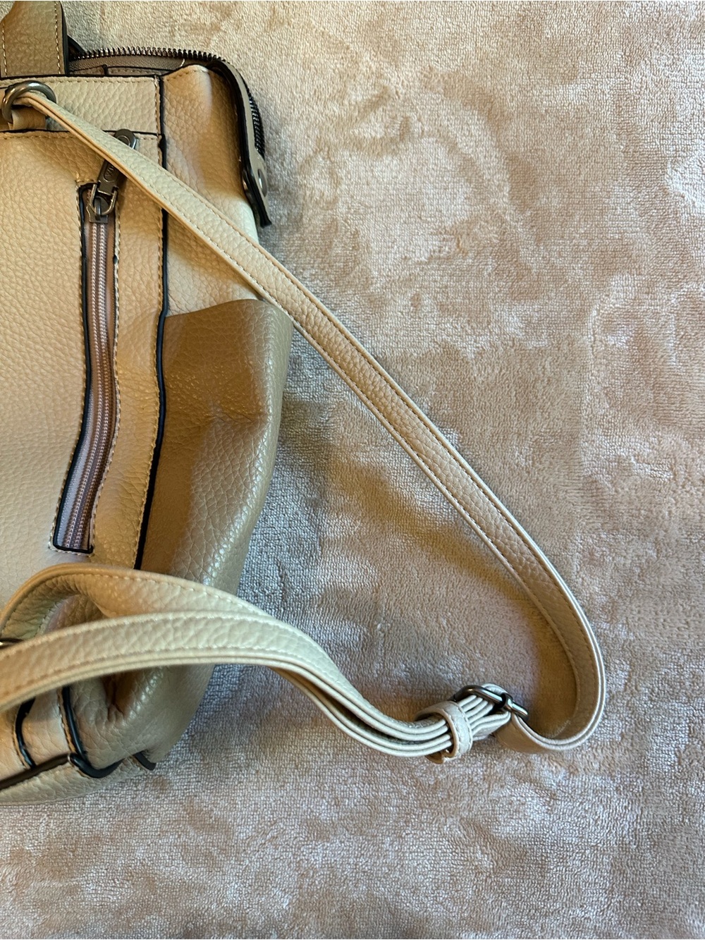 Wrangler Two-Tone Beige and Taupe Backpack Tote - Picture 6 of 9
